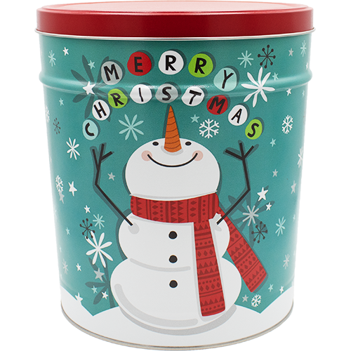 Cheery Snowman Holiday Tin 3.5 Gallon