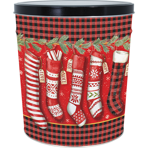 Christmas Stockings Holiday Tin 3.5 Gallon