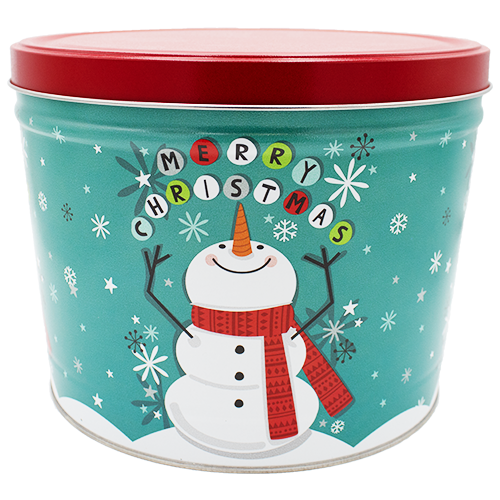 Cheery Snowman Holiday Tin 2 Gallon