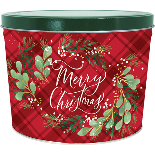 Christmas Plaid Holiday Tin 2 Gallon