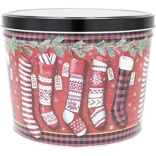 Christmas Stockings Holiday Tin 2 Gallon