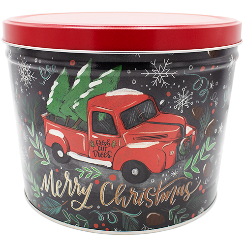 Tree Farm Truck Holiday Tin 2 Gallon Colorado Popcorn Company