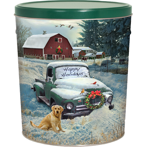 Countryside Christmas Holiday Tin 6.5 Gallon