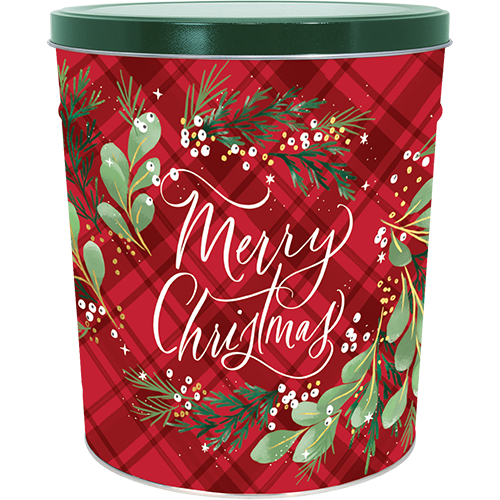 Christmas Plaid Holiday Tin 3.5 Gallon