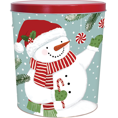 Peppermint Snowman Holiday Tin 6.5 Gallon